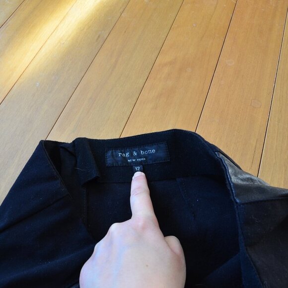 Rag & Bone Black Dani Pants with Leather Side Stripe Size 12 Women - Picture 5 of 9